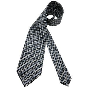 PAL ZILERI Blue/White Geometric Silk LUXURY Tie ITALY